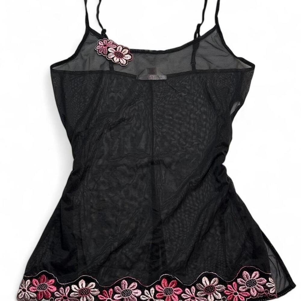Y2K Victoria's Secret mini dress black mesh cami top pink & white floral size M